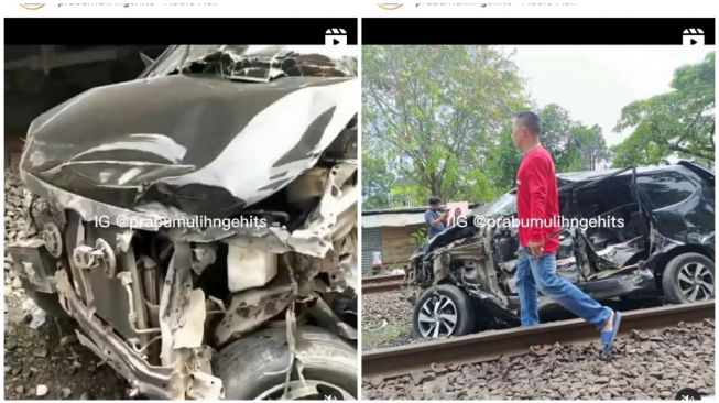Viral Video Detik-detik Kereta Api Babaranjang Tabrak Mobil di Muaraenim, Warga Teriak Histeris