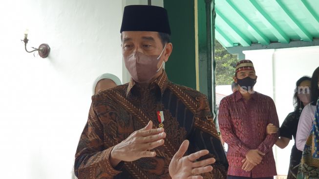 Presiden Joko Widodo (Jokowi) di Keraton Yogyakarta, Senin (2/5/2022). - (SuaraJogja.id/Hiskia Andika)