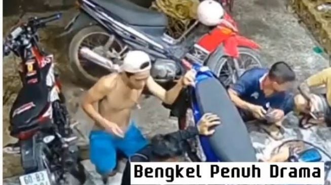 Bengkel Penuh Drama, Kejadian Demi Kejadian Terekam CCTV yang Membuat Warganet Heran