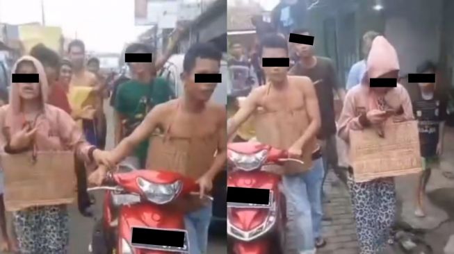 Viral Dua Sejoli Jalan Diarak Beramai-ramai, Diduga Usai Lakukan Zina saat Puasa (Instagram/ndorobei.official)