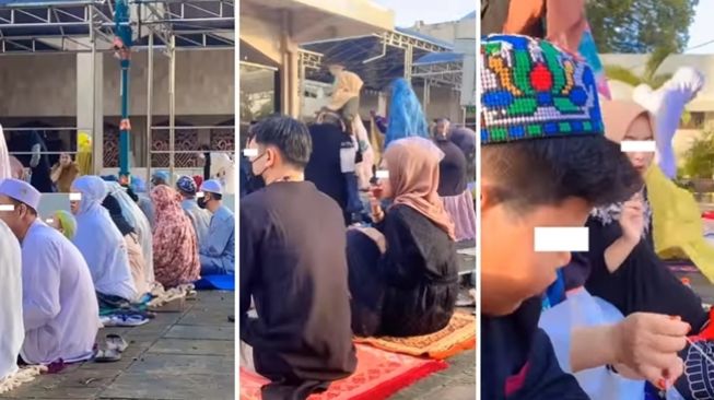 Viral Jemaah Pria Wanita Salat Ied Tampak Bercampur hingga Ada yang Asyik Makan Jajan, Publik Geram: Dikira Tamasya?