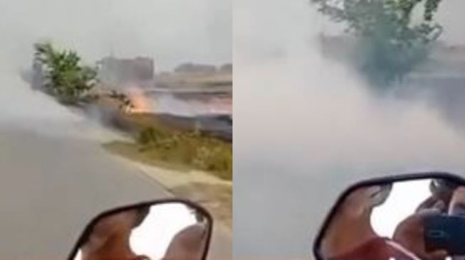 Viral Pemuda Naik Sepeda Motor Lewati Asap, Endingnya Bikin Kaget: Ngakak Brutal