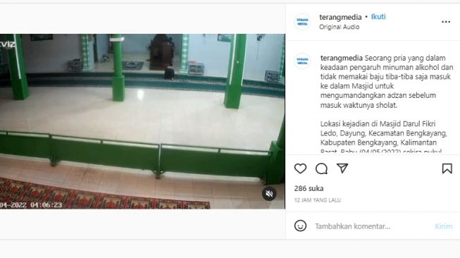 Viral Pria Mabuk Masuk Majid Diduga Mau Kumandangkan Adzan Sebelum Waktunya