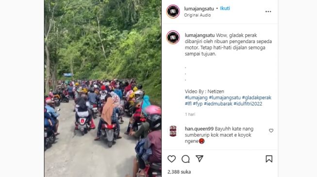 Viral Membludaknya Antrean Sepeda Motor di Jembatan Gantung Gladak Perak Lumajang