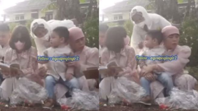Emak-emak Mendadak Colek Pipi Gala Sky saat Keluarga Berdoa di Makam, Publik Geram: Enggak Sopan!