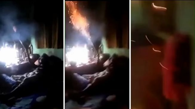 Pria nekat berkali-kali menyalakan petasan di dalam rumah. (Instagram/@andreli_48)