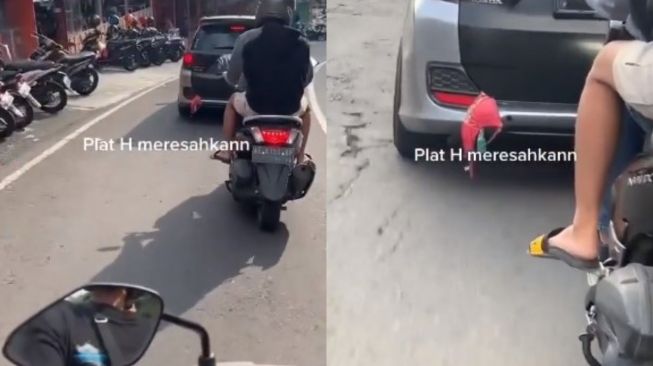 Mobil Plat H Bikin Gagal Fokus Pengendara Lain Gagara Benda yang Terjepit di Pintu, Publik: Duh Meresahkan