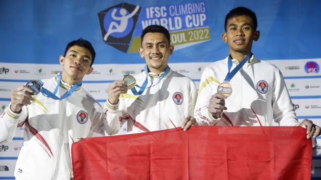 Indonesia Kuasai Podium Nomor Speed Putra Piala Dunia Panjat Tebing di Seoul