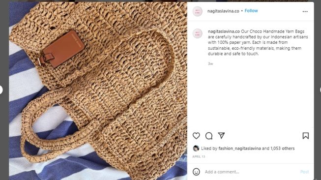 Choco Handmade Yarn Bag termasuk produk tas ramah lingkungan (Instagram/@nagitaslavina.co)