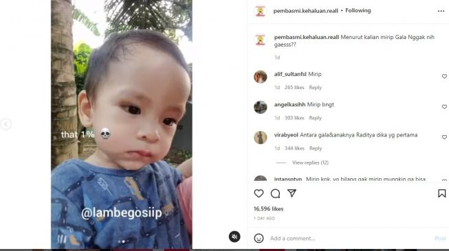 Seorang anak mirip Gala Sky Andriansyah [Instagram/@pembasmi.kehaluan.reall]