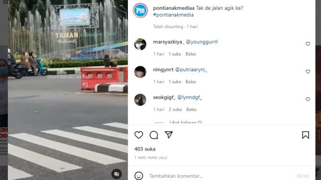 Nekad, Emak-emak Lawan Arus Lalu Lintas di Bundaran Tugu Digulis Pontianak, Netizen: Ras Terkuat di Bumi