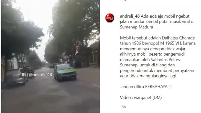 Daihatsu Charade jalan mundur bikin publik melongo (Instagram)