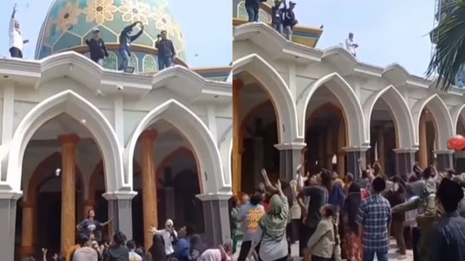 Viral Sejumlah Pedagang Pecel Lele di Lamongan Bagi-bagi Uang dengan Cara Dilempar dari Atas Masjid