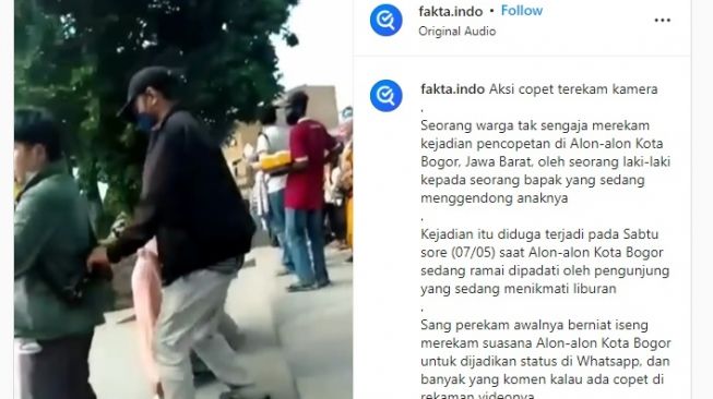 Aksi Copet Terekam Kamera di Alun-Alun Bogor Viral, Warganet: Pentingnya Simpan Tas di Depan