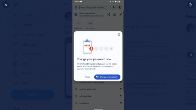 Fitur baru Google Assistant, ganti kata sandi. [Twitter]