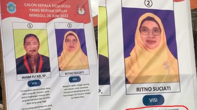 Viral Baliho Pasutri Bersaing Maju Pemilihan Kepala Desa di Lamongan, Visi Sang Istri Jadi Sorotan