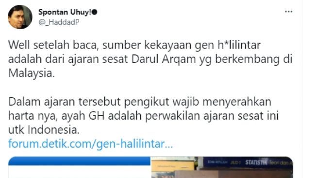 Ayah Atta Halilintar, Anofial Asmid diduga ikut aliran sesat [Twitter/@padeh_hah]