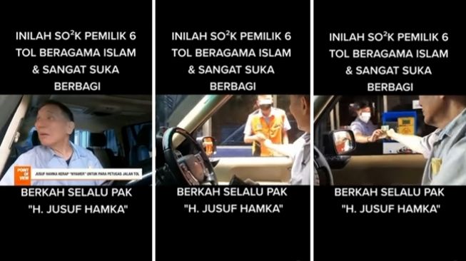 Viral momen bos jalan tol Jusuf Hamka berbagi uang tunai dengan beberapa pegawainya, malah tuai kritikan warganet. (Instagram/@say.viideo)