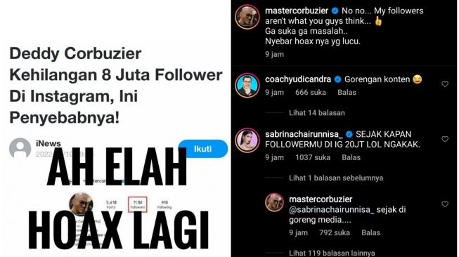 Deddy Corbuzier Sebut Kabar Ditinggal 8 Juta Follower Instagram Hoax, Ternyata Segini Jumlah Unfollow Sebenarnya