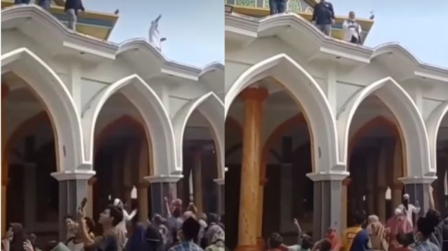 Viral Pedagang Pecel Lele Bagi-bagi Uang dari Atas Masjid, Aksinya Picu Pro Kontra
