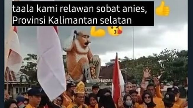 Sekelompok relawan sobat Anies Kalimantan Selatan dukung Anies Baswedan maju Capres 2024-2029 (Twitter/@P'etik Lee Segh).