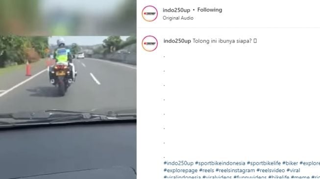 Polisi tunggangi motor di jalan tol dikomentari emak-emak (Instagram)