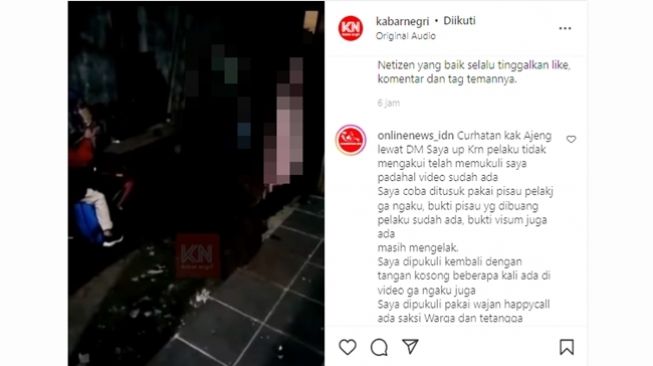 Seorang pria di Bandung Barat terekam tega menghajar hingga mencoba menusuk mantan istri di depan anak-anaknya. (Instagram/@infobdgbaratcimahi)