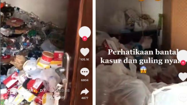 Viral Video Kamar Kos Dipenuhi Tumpukan Sampah, Warganet: Gangguan Psikologi
