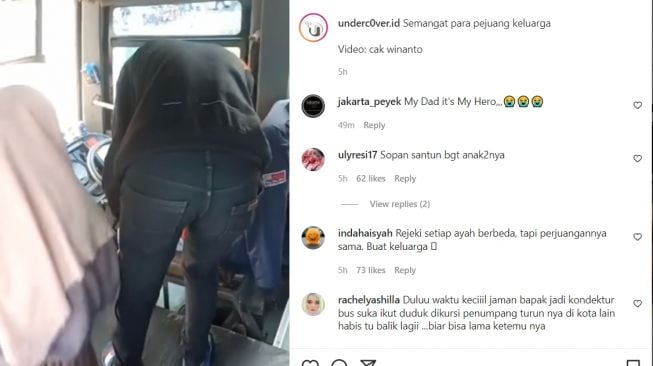 Pemuda dan pemudi masuk ke dalam bus hanya demi bertemu ayahnya yang seorang sopir (Instagram)