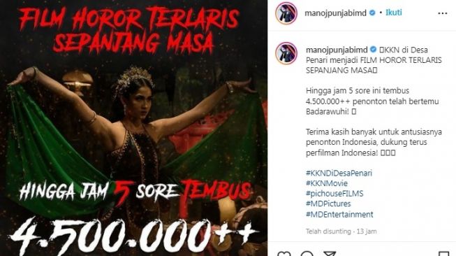 Unggahan soal film KKN di Desa Penari [Instagram/@manojpunjabimd]