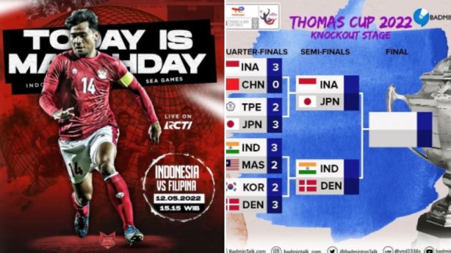 Link Streaming Timnas Indonesia Hari Ini, Sore Ada Tim U-23 vs Filipina, Malamnya Semifinal Piala Thomas 2022