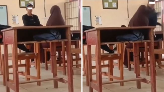 Viral cowok tega tampar pacarnya yang masih siswi SMA 9 Cempa, Kabupaten Pinrang, Sulawesi Selatan diduga karena merasa dicuekin. (Instagram/@jurnalisjunior)
