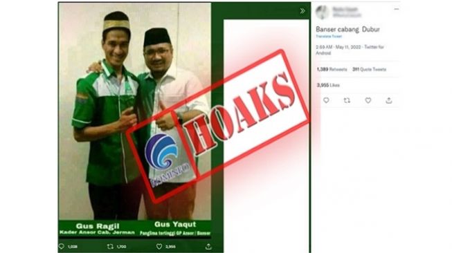 Tangkapan layar foto Menteri Agama Yaqut Cholil Qoumas merangkul Ragil Mahardika. (kominfo.go.id)