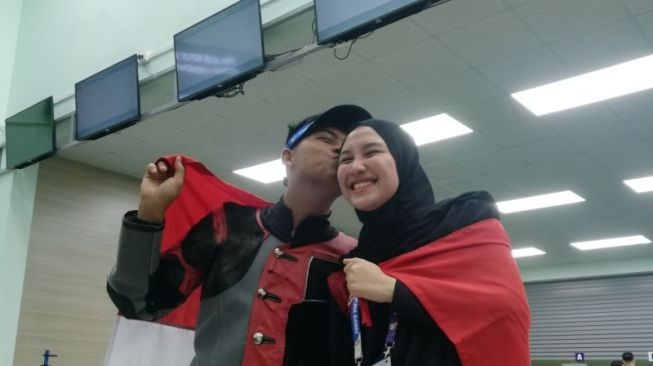 Petembak Fathur Gustafian dan Dewi Laila Mubarokah. (ANTARA/Zuhdiar Laeis)