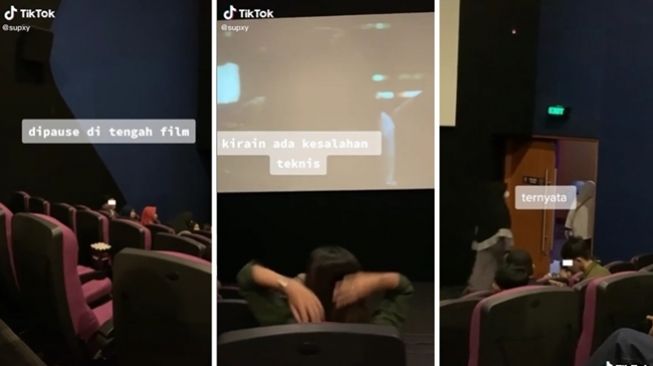 Viral 'kesurupan massal' penonton KKN di Desa Penari sampai film dihentikan sementara. (TikTok/@supxy)