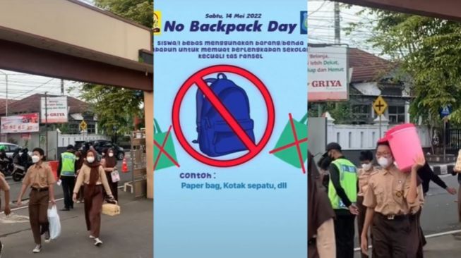 Viral Siswa SMP Ikutan Tren No Backpack Day, Wadah yang Dibawa Bikin Salfok