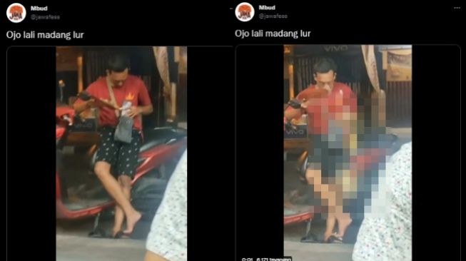 Sibuk Taruh Ponsel di Tas, Video Pria Pegang Piring Sambil Nyender Motor Ini Berujung Ngenes