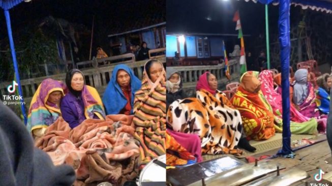 Viral Emak-emak Dusun Tekelan Antusias Nonton Wayang di Tengah Hawa Dingin, Penampilannya Ramai Disorot