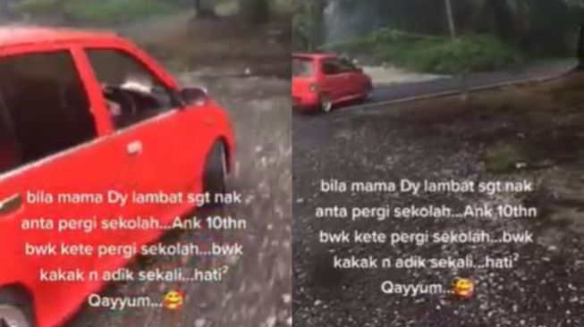 Viral! Anak Usia 10 Tahun Ini Antar Adiknya ke Sekolah Pakai Mobil