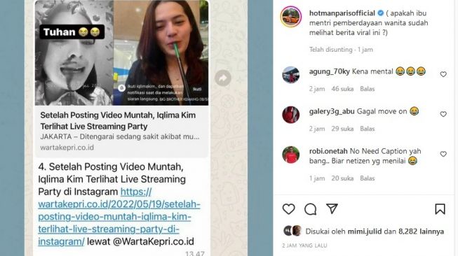 Unggahan Hotman Paris soal Iqlima Kim. [Instagram]