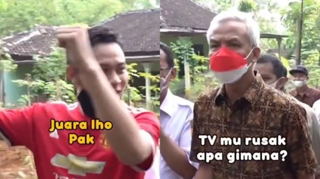 Momen Ganjar Diajak Foto Bareng Fans MU, Reaksinya Menohok: Juara Kapan, TV Rusak?