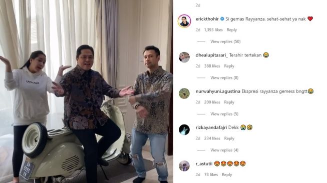 Potret Erick Thohir kunjungi rumah Raffi Ahmad dan Nagita Slavina (Instagram/@raffinagita1717)