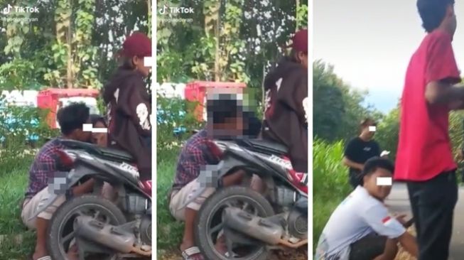 Sepasang ABG tidak malu berciuman di taman kota walau disaksikan banyak orang termasuk anak kecil, harus disoraki agar pisah. (TikTok/@yogiandryan)