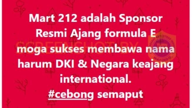Heboh Kabar 212 Mart Jadi Sponsor Resmi Ajang Formula E, Begini Faktanya