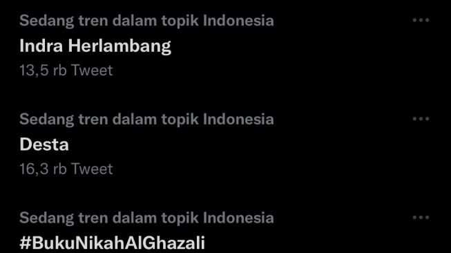 Indra Herlambang menjadi trending Topik Twitter. [Twitter.com]