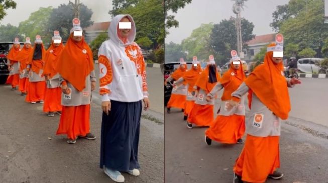 Viral Video Kumpulan Emak-emak Pakai Atribut PKS Senam Tiktok di Pinggir Jalan, Warganet Salfok dengan Hal Ini