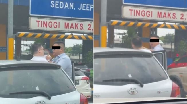 Duh Arogannya! Diduga Ugal-ugalan, Pengemudi Pajero Mendadak Serobot dan Tampar Pengendara Lain saat Mau Masuk Tol