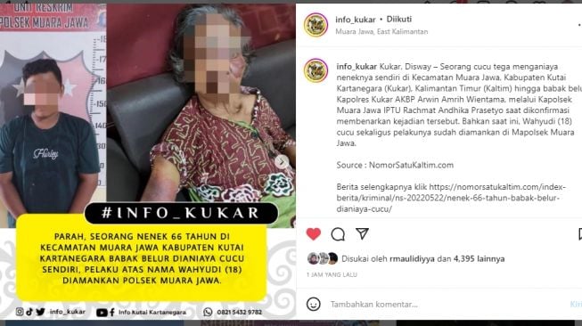 Aksi Cucu Aniaya Neneknya di Muara Jawa Viral di IG, Warganet Ramai Kecam dan Sebut Hal Ini