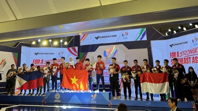 Timnas Indonesia Cross Fire berhasil mendapatkan perunggu di SEA Games Vietnam. [PBESI]