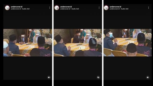 Gemasnya mempelai pria kelewat semringah langsung mainkan pipi istri usai sah menikah, publik menduga karena tak ada utang pasca pernikahan. (Instagram/@underc0ver.id)